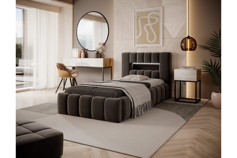 Lamica 3-personers Sengeramme med Opbevaring 90x200 cm, Brun