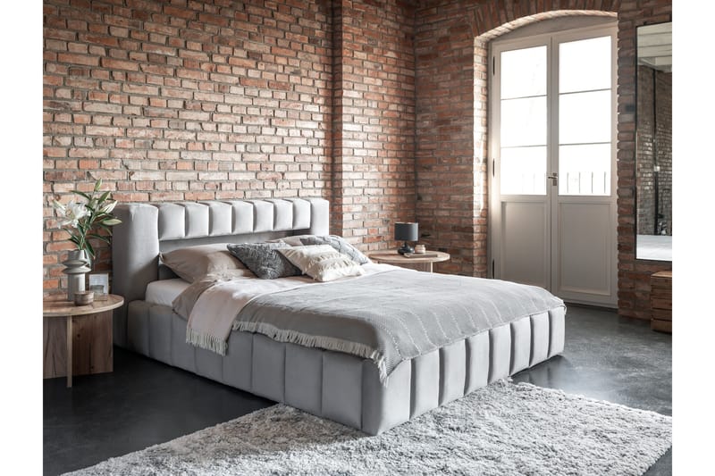 Lamica Sengeramme med Opbevaring 140x200 cm - Lysegrå - Møbler - Senge - Sengeramme & sengestel