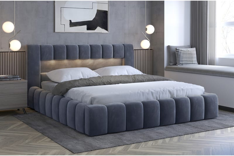 Lamica Sengeramme med Opbevaring 140x200 cm - Mørkegrå - Møbler - Senge - Sengeramme & sengestel