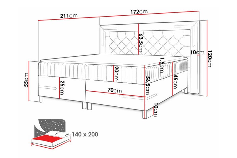 Lillsel Sengeramme 140x200 cm - Beige - Sengeramme & sengestel