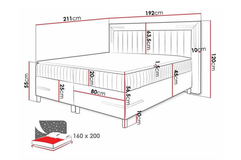 Lillsel Sengeramme 160x200 cm - Rød - Møbler - Senge - Sengeramme & sengestel