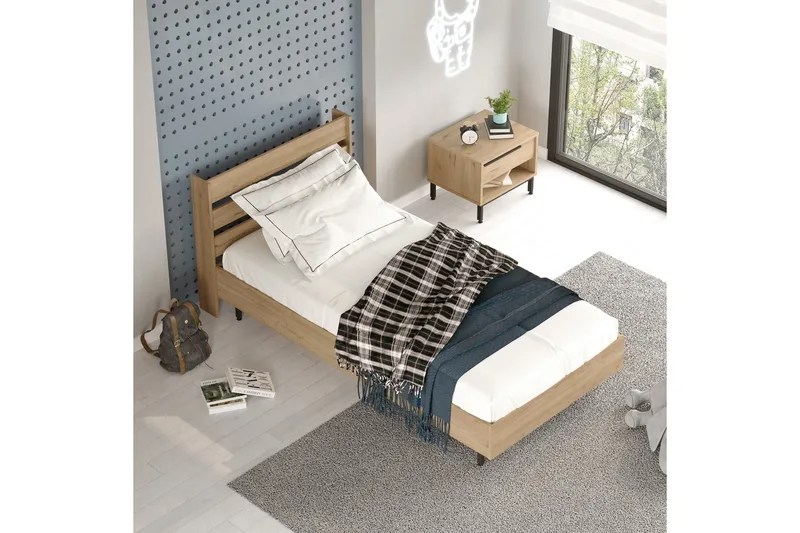 Liyakat Sengeramme 90x200 cm - Valnød finér - Møbler - Senge - Sengeramme & sengestel