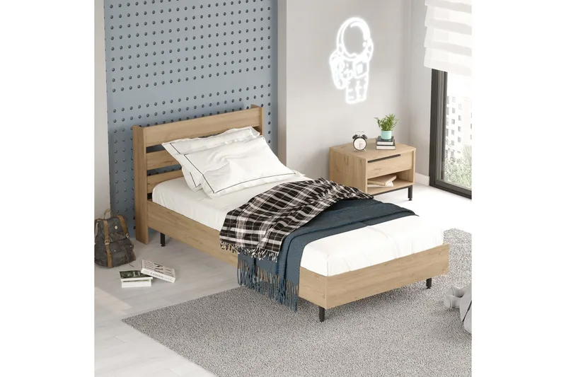 Liyakat Sengeramme 90x200 cm - Valnød finér - Møbler - Senge - Sengeramme & sengestel