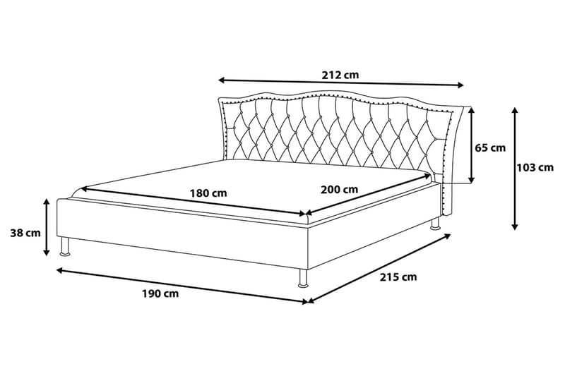 Metz Dobbelt seng 180 | 200 cm - Hvid - Sengeramme & sengestel