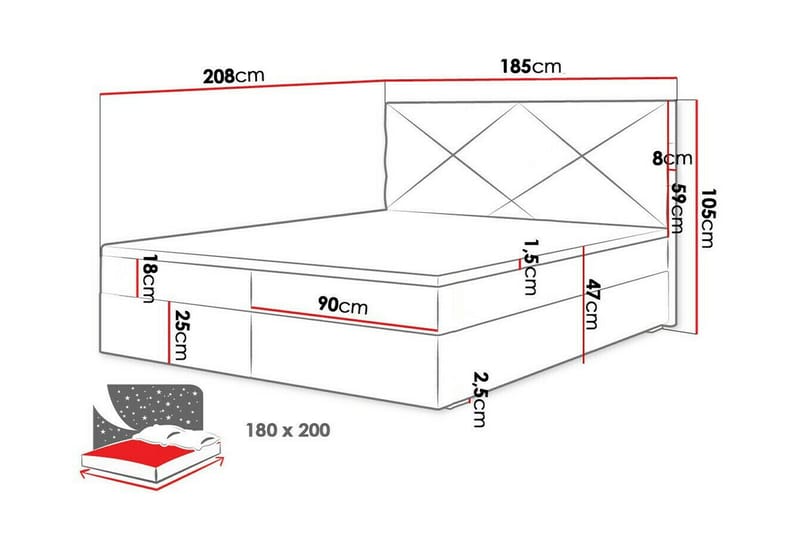 Midfeld Sengeramme 180x200 cm - Sort - Møbler - Senge - Sengeramme & sengestel