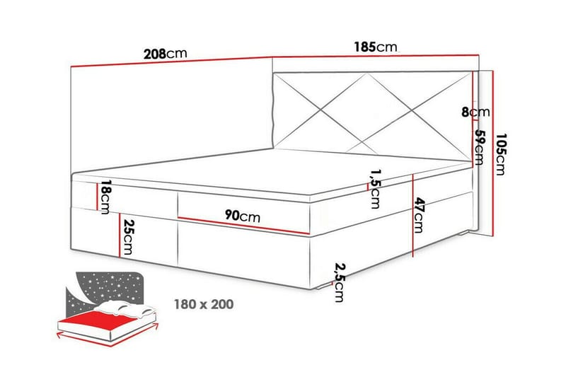 Midfeld Sengeramme 180x200 cm - Sort - Sengeramme & sengestel