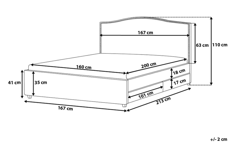 Montpellier Dobbelt seng 160 | 200 cm - Grå - Sengeramme & sengestel