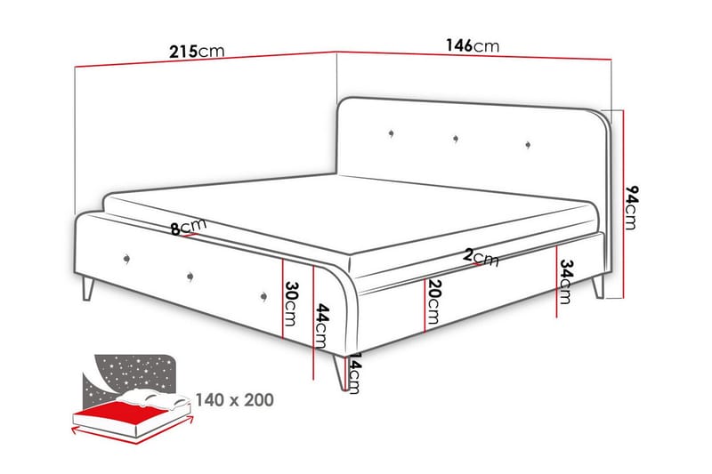 Montrase Sengeramme 140x200 cm - Cream - Sengeramme & sengestel