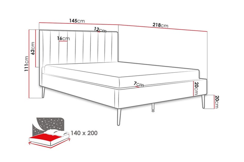 Montrase Sengeramme 140x200 cm - Cream - Sengeramme & sengestel