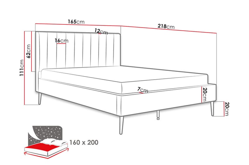 Montrase Sengeramme 160x200 cm - Cream - Sengeramme & sengestel