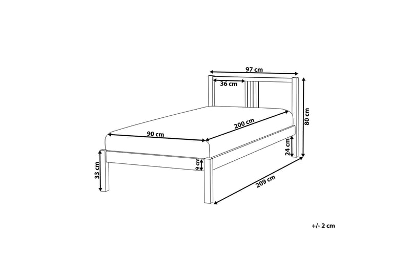 Newbegin Seng Træ 90x200 cm - Hvid - Møbler - Senge - Sengeramme & sengestel