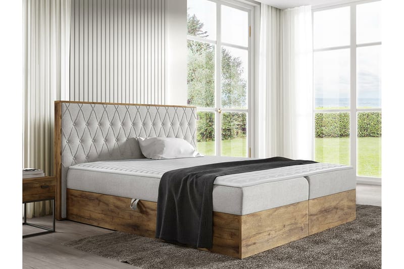 Oberting Sengeramme 160x200 cm - Beige/Træ - Møbler - Senge - Sengeramme & sengestel