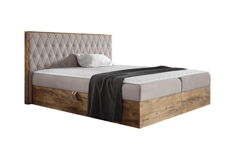 Oberting Sengeramme 160x200 cm - Beige/Træ - Møbler - Senge - Sengeramme & sengestel