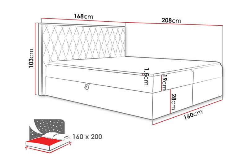 Oberting Sengeramme 160x200 cm - Beige/Træ - Sengeramme & sengestel