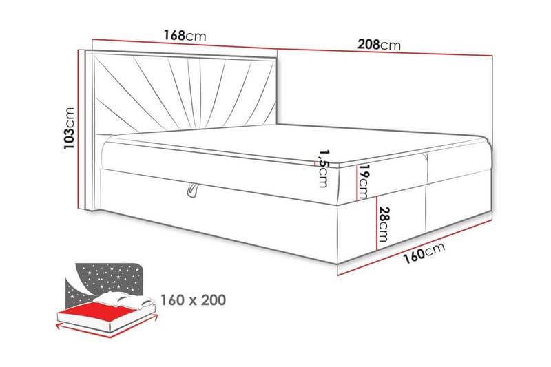 Oberting Sengeramme 160x200 cm - Beige/Træ - Sengeramme & sengestel