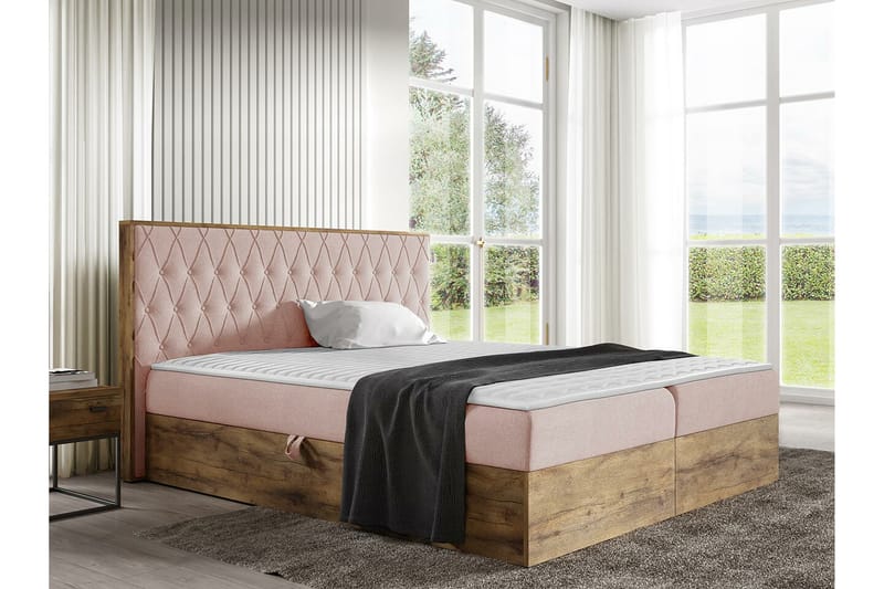 Oberting Sengeramme 160x200 cm - Lyserød/Brun - Møbler - Senge - Sengeramme & sengestel