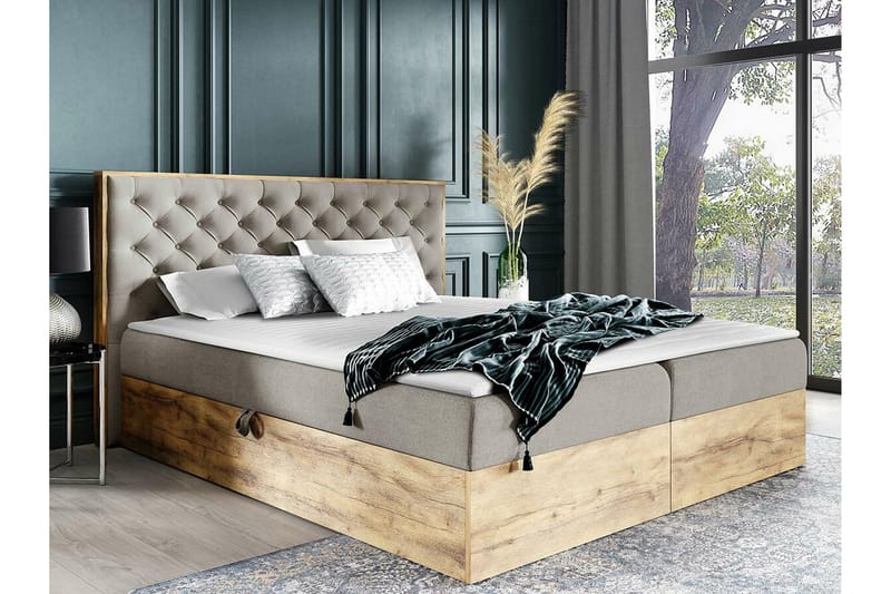 Oberting Sengeramme 180x200 cm - Beige/Træ - Møbler - Senge - Sengeramme & sengestel