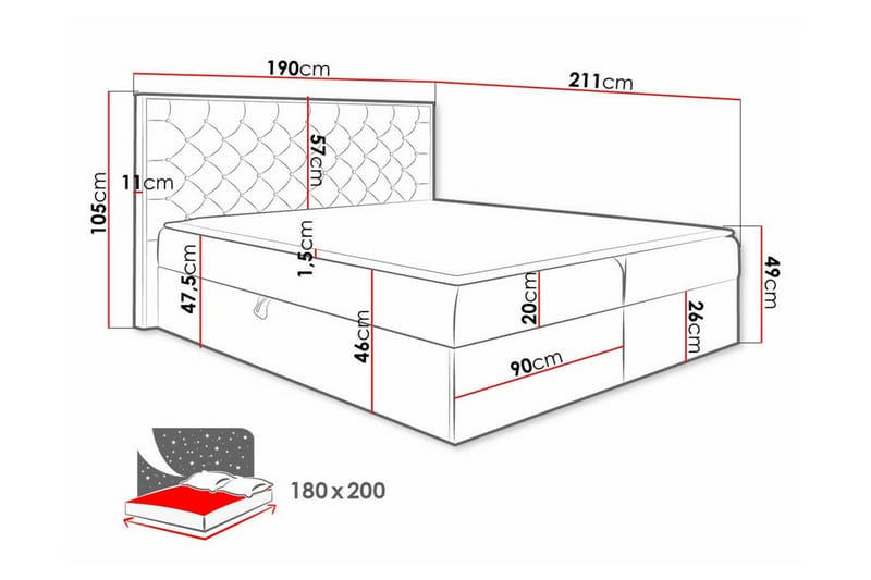 Oberting Sengeramme 180x200 cm - Beige/Træ - Sengeramme & sengestel