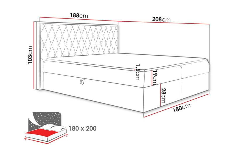 Oberting Sengeramme 180x200 cm - Beige/Træ - Sengeramme & sengestel