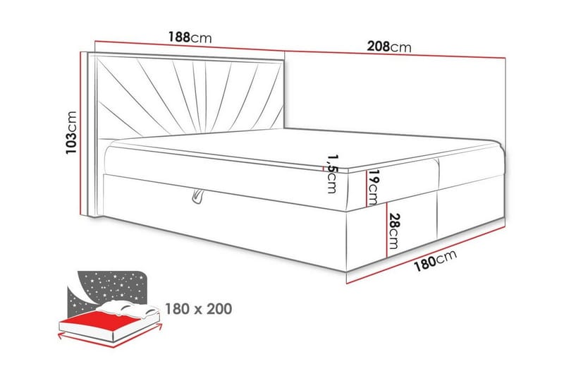 Oberting Sengeramme 180x200 cm - Beige/Træ - Møbler - Senge - Sengeramme & sengestel
