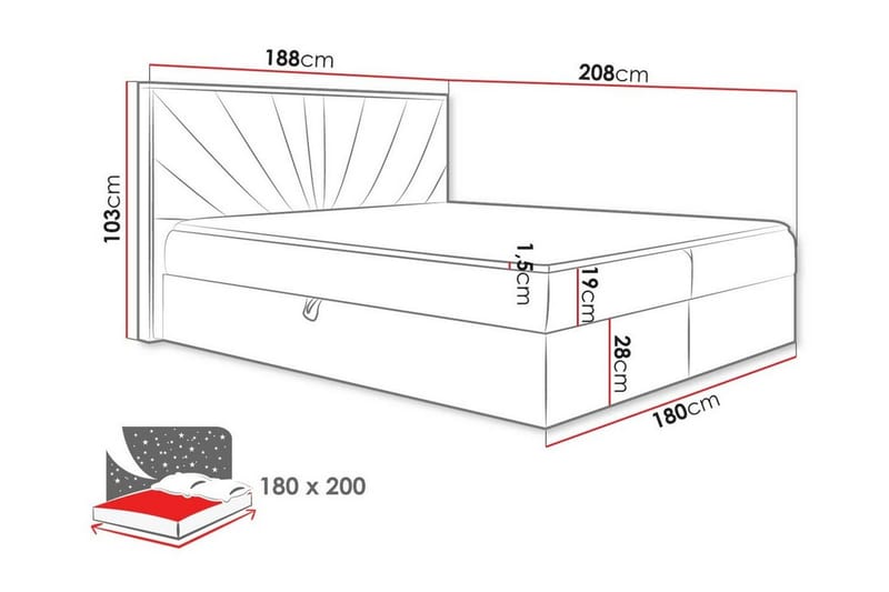 Oberting Sengeramme 180x200 cm - Beige/Træ - Sengeramme & sengestel