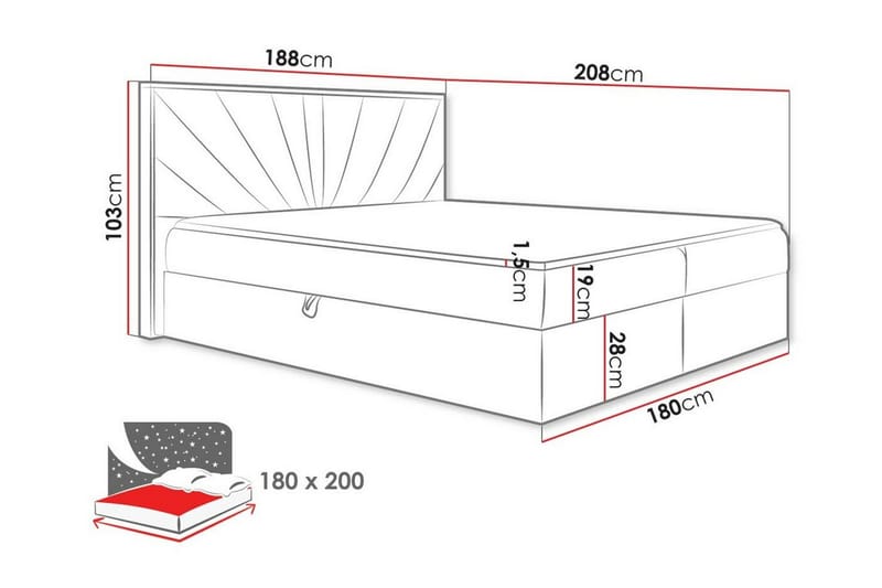 Oberting Sengeramme 180x200 cm - Beige/Træ - Møbler - Senge - Sengeramme & sengestel