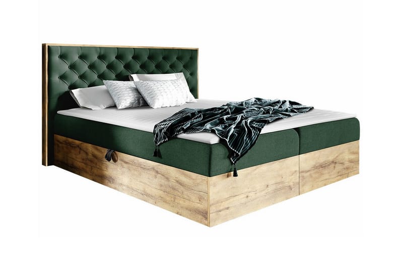 Oberting Sengeramme 180x200 cm - Grøn/Valnød - Møbler - Senge - Sengeramme & sengestel