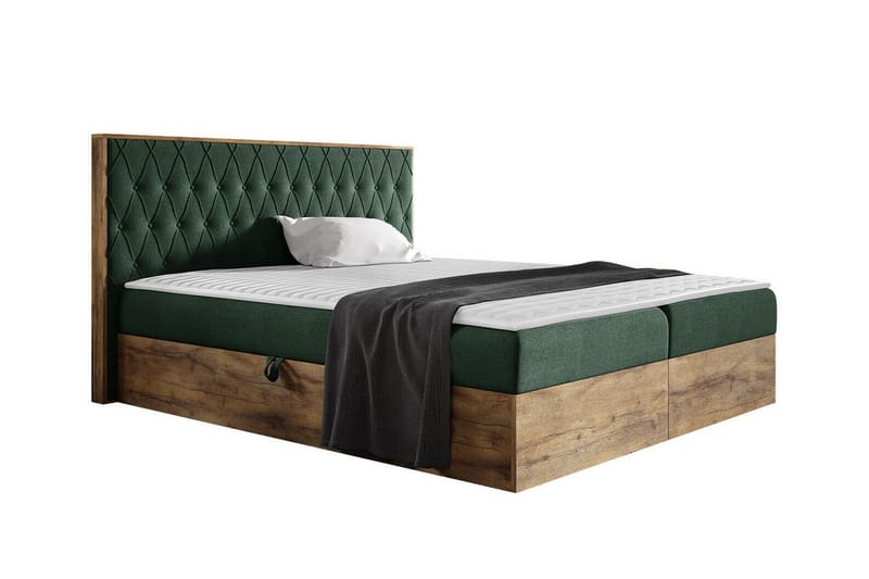 Oberting Sengeramme 180x200 cm - Grøn/Valnød - Møbler - Senge - Sengeramme & sengestel