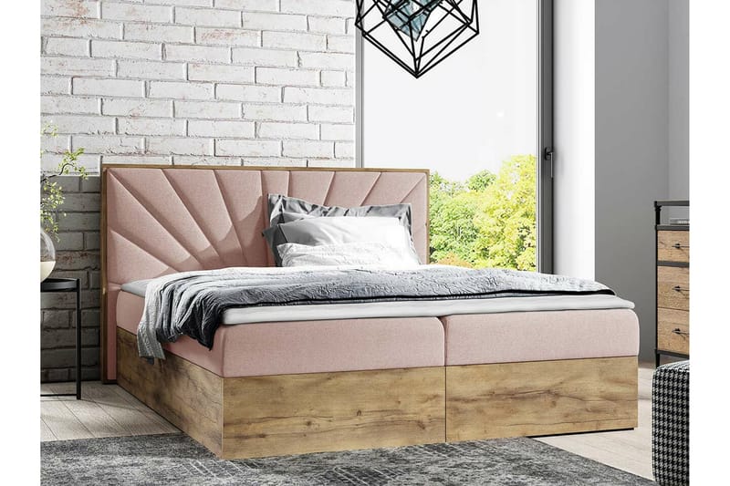 Oberting Sengeramme 180x200 cm - Lyserød/Brun - Møbler - Senge - Sengeramme & sengestel
