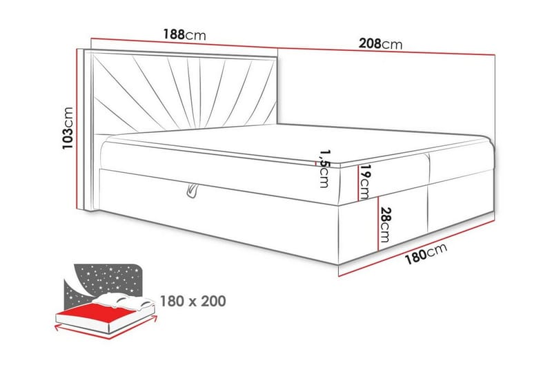 Oberting Sengeramme 180x200 cm - Lyserød/Brun - Sengeramme & sengestel