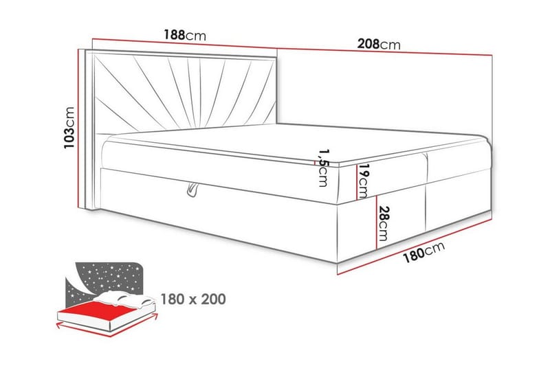 Oberting Sengeramme 180x200 cm - Træ/Sort - Sengeramme & sengestel