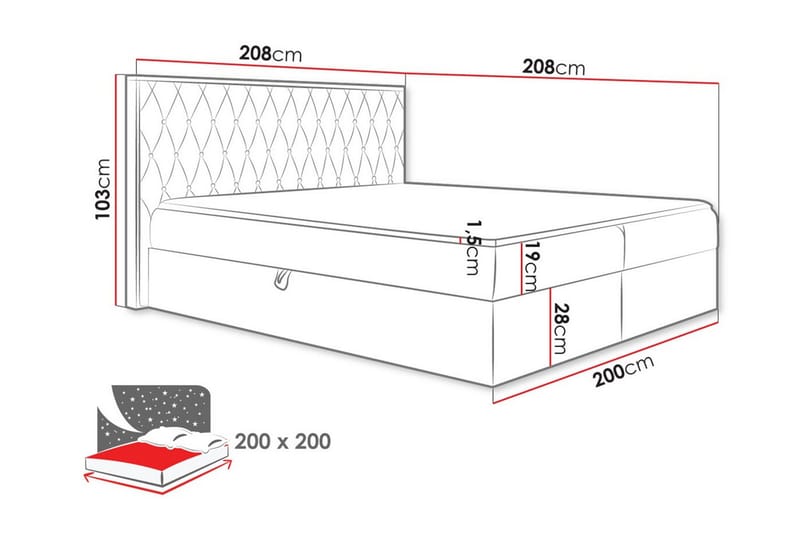 Oberting Sengeramme 200x200 cm - Møbler - Senge - Sengeramme & sengestel