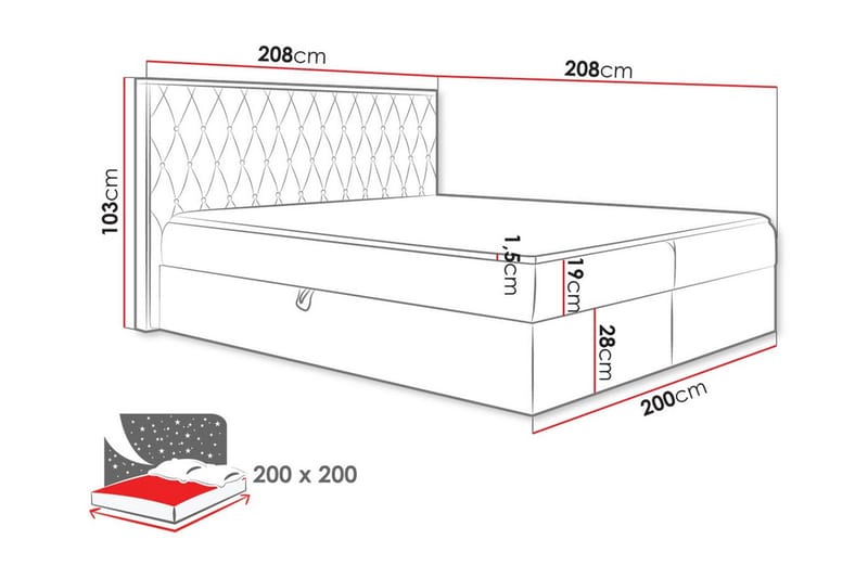 Oberting Sengeramme 200x200 cm - Møbler - Senge - Sengeramme & sengestel