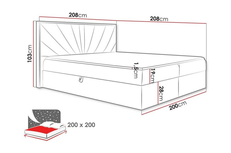 Oberting Sengeramme 200x200 cm - Møbler - Senge - Sengeramme & sengestel