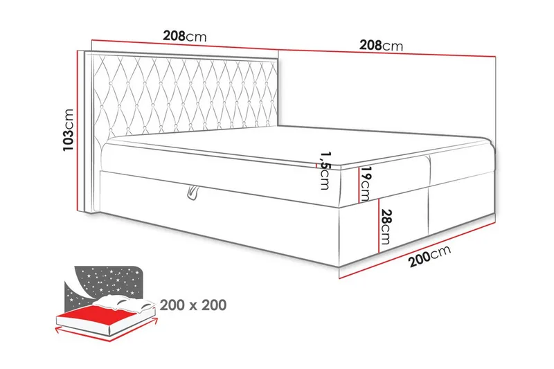 Oberting Sengeramme 200x200 cm - Møbler - Senge - Sengeramme & sengestel