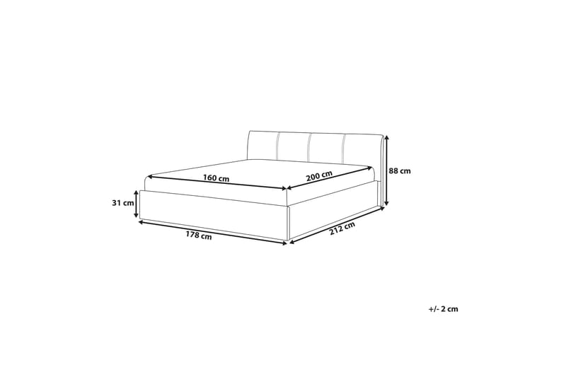 Orbey Sengeramme med Opbevaring 160x200 cm i Stof med Sengegavl - Beige - Møbler - Senge - Sengeramme & sengestel