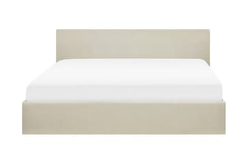 Orbey Sengeramme med Opbevaring 160x200 cm i Stof med Sengegavl - Beige - Møbler - Senge - Sengeramme & sengestel