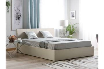 Orbey Sengeramme med Opbevaring 160x200 cm i Stof med Sengegavl - Beige - Møbler - Senge - Sengeramme & sengestel