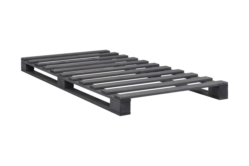 Palleseng massivt fyrretræ 100 x 200 cm grå - Grå - Møbler - Senge - Sengeramme & sengestel