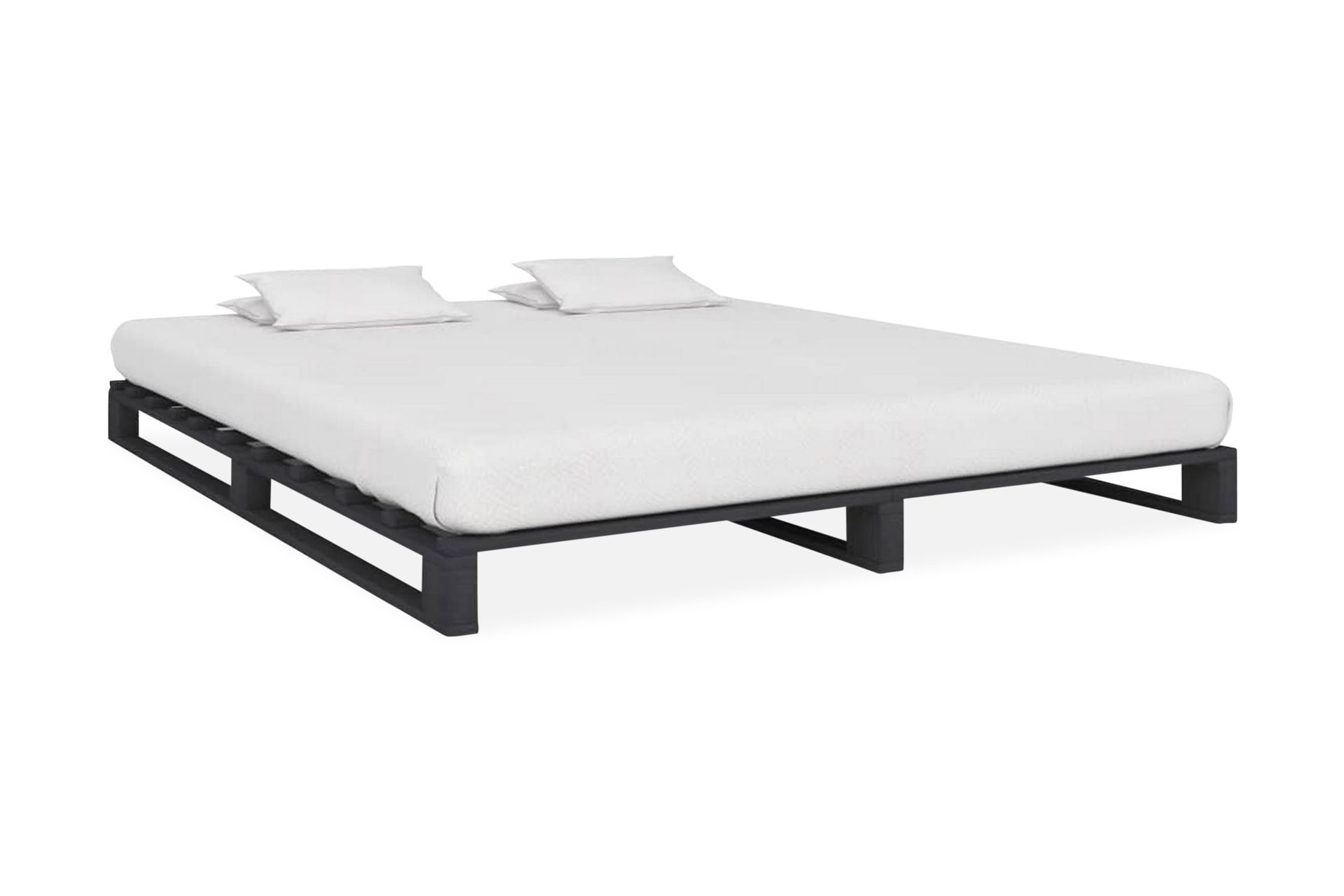 Palleseng massivt fyrretræ 120 x 200 cm grå - Grå - Møbler - Senge - Sengeramme & sengestel