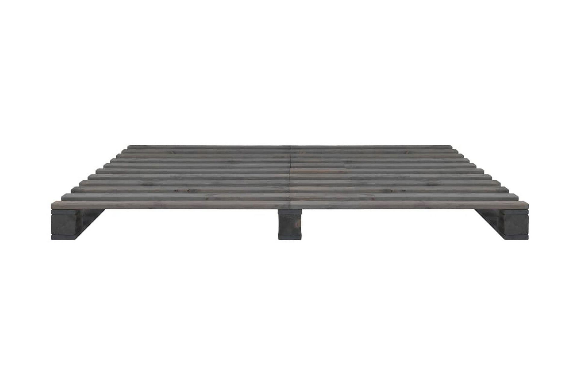 Palleseng massivt fyrretræ 120 x 200 cm grå - Grå - Møbler - Senge - Sengeramme & sengestel