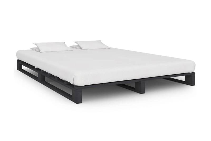 Palleseng massivt fyrretræ 140 x 200 cm grå - Grå - Møbler - Senge - Sengeramme & sengestel