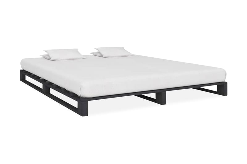 Palleseng massivt fyrretræ 160 x 200 cm grå - Grå - Møbler - Senge - Sengeramme & sengestel