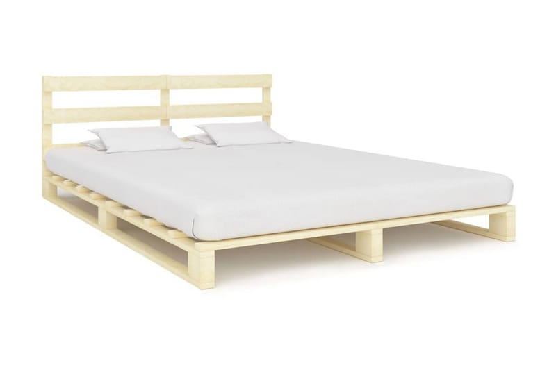 Palleseng Massivt Fyrretræ 200 X 200 Cm - Brun - Møbler - Senge - Sengeramme & sengestel