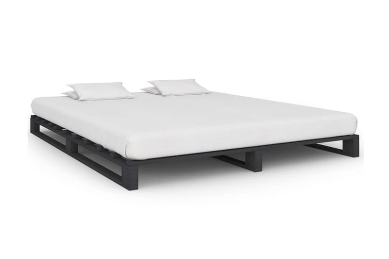 Palleseng massivt fyrretræ 200 x 200 cm grå - Grå - Møbler - Senge - Sengeramme & sengestel