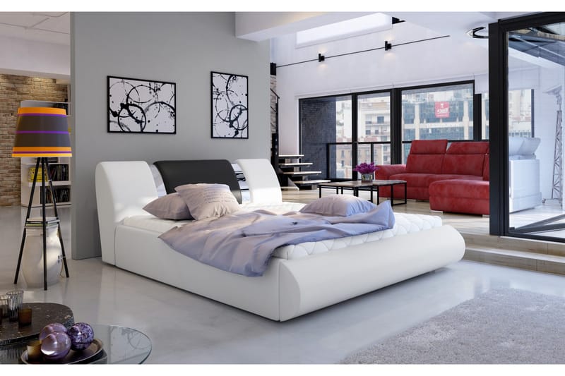 Perow Sengeramme 180x200 cm, Hvid / Sort