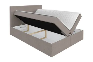 Pries Sengepakke 140x200 cm i Stof med Sengegavl + Topmadras med Fasthedsgrad Medium - Sort - Møbler - Senge - Sengeramme & sengestel