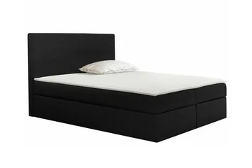 Pries Sengepakke med Opbevaring 180x200 cm i Stof med Sengegavl + Topmadras - Sort - Møbler - Senge - Sengeramme & sengestel