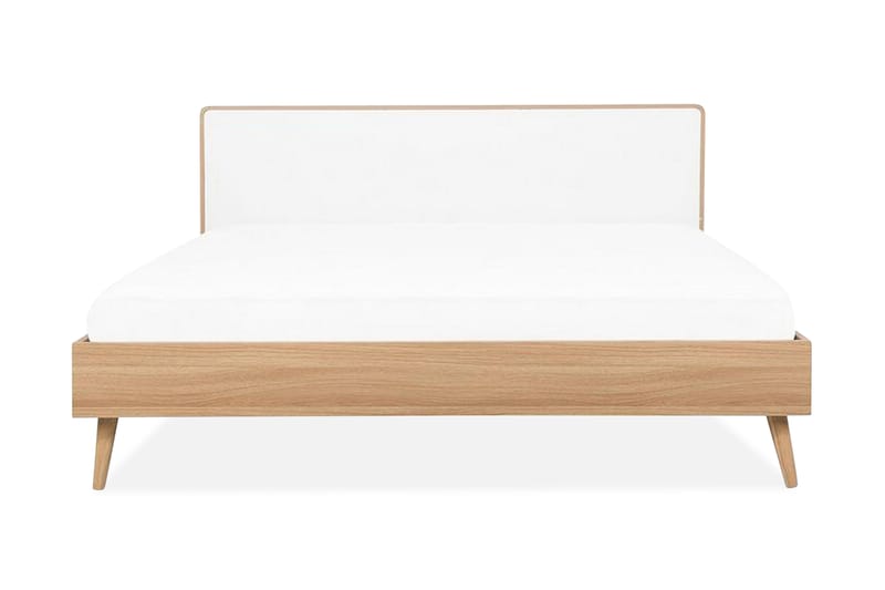 Purb kontinental seng med LED 140x200 - Træ / natur - Sengeramme & sengestel