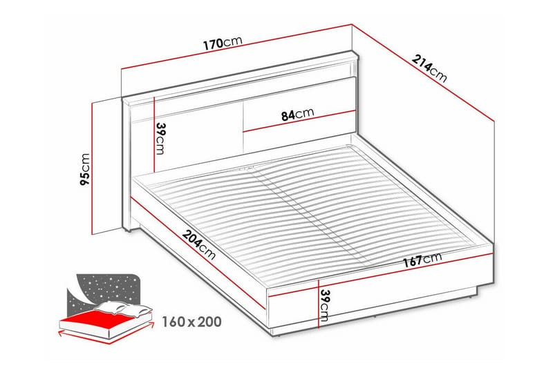 Rathmore Sengeramme 160x200 cm - Sort - Sengeramme & sengestel